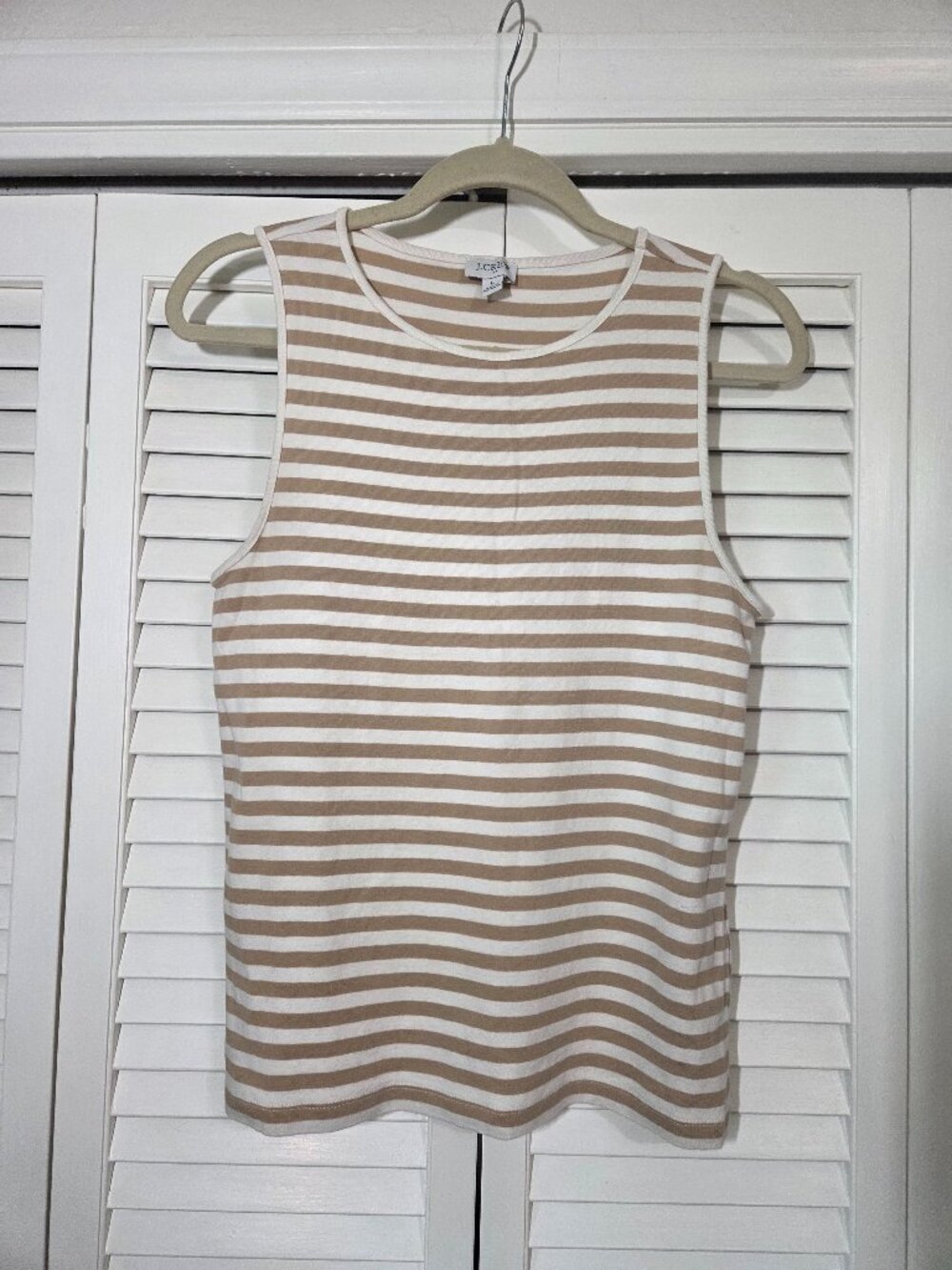J.Crew Factory Tank, Tan/White, Sz L